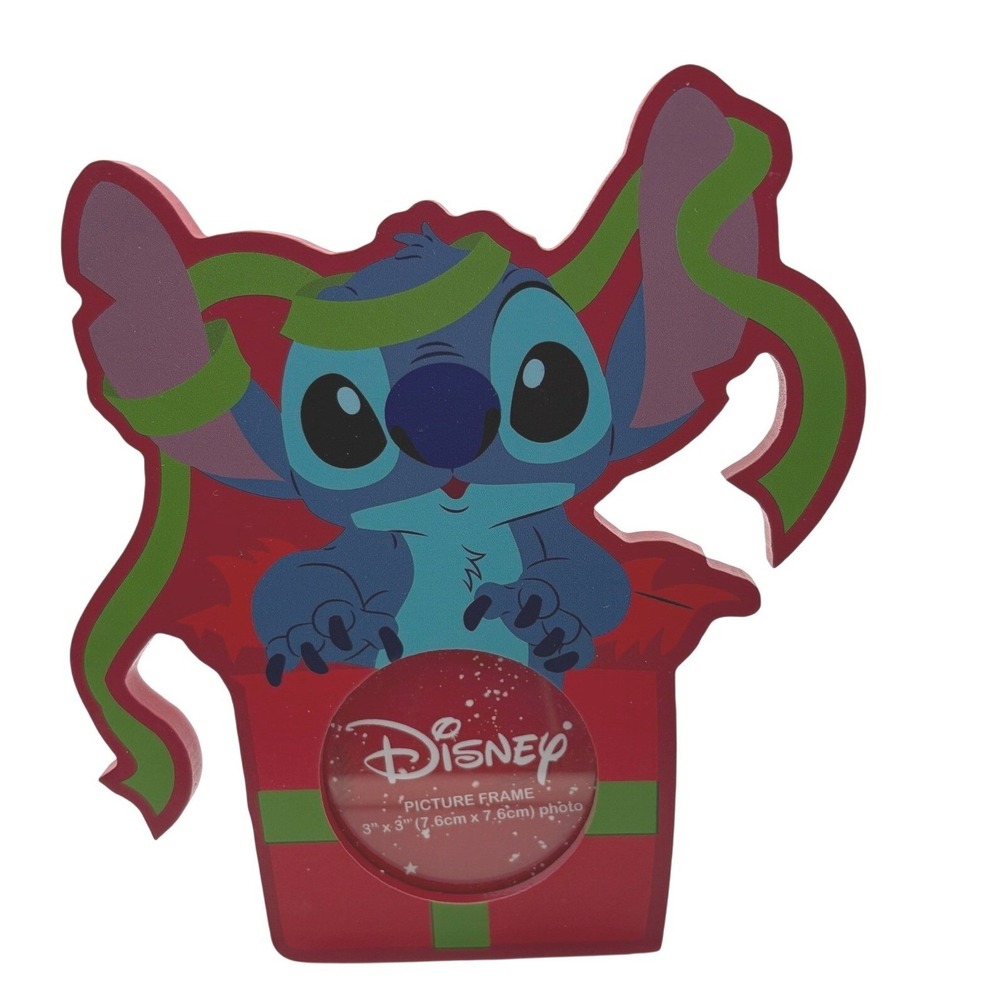 Disney Stitch Picture Frame Red Holiday Wood Resin Christmas Lilo Stitch Decor